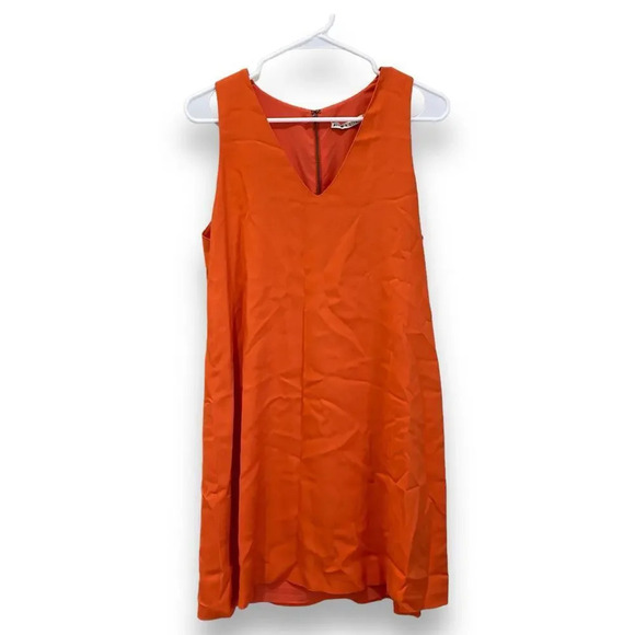 ALICE + OLIVIA V Neck Tent Dress Orange Sleeveless Size 4 Swing Colorful Basic - Picture 2 of 8